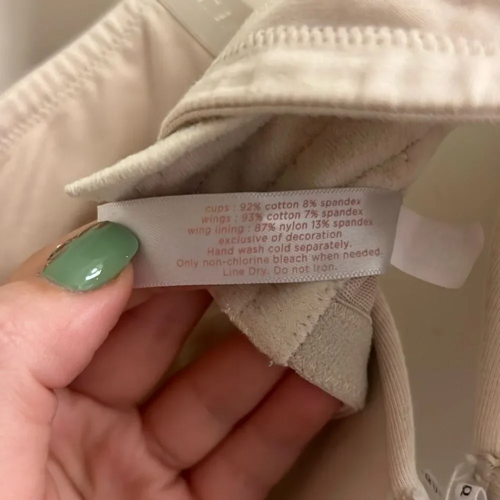 Cacique Cotton Boost Plunge Beige Sz 44DDD Bra